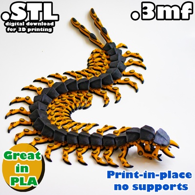 flexi scolopendra kunst spielzeug reptil pflanze biegen artikuliert zappeln tier cool spaß 3d print model - Mito3D