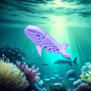 flexi sea creatures - blue whale marine life articulated flexible jointed moving toy fish ocean animal 3d print model - Mito3D