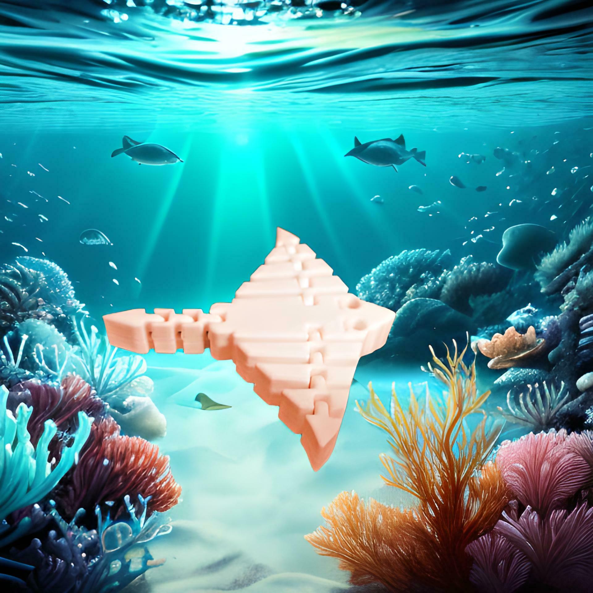 flexi mar criaturas mariposa rayo marina vida mantarraya articulado flexible Moviente juguete pez Oceano animal 3D print model - Mito3D