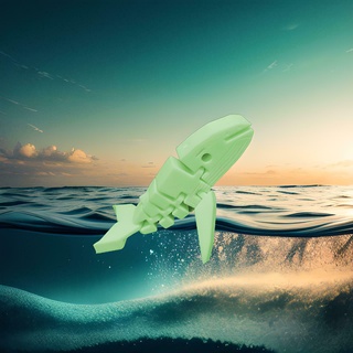 flexi mar criaturas jorobado ballena marina vida articulado flexible Moviente juguete pez Oceano animal 3d print model - Mito3D