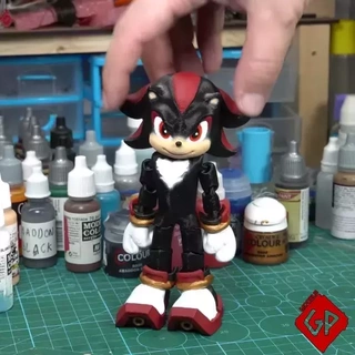 flexi shadow hedgehog - print place supports posable standing stands 3dprint 3d sonic print-in-place articulated toy knukles eggman tails 3d print model - Mito3D