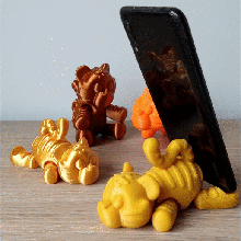 flessibile tigre gadget anno articolato print in place carina animale ufficio 2022 Telefono titolare supporto In piedi cellulare 3d print model - Mito3D
