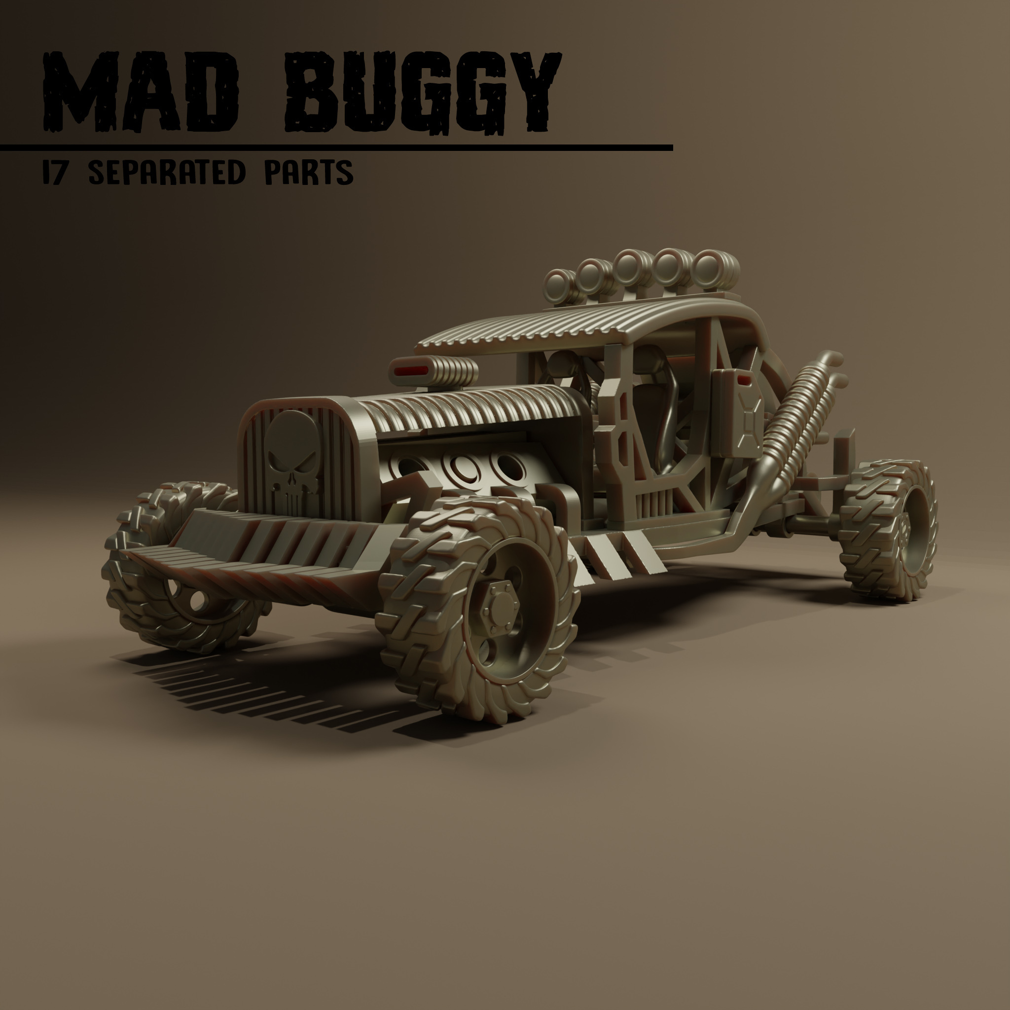 flexible calesa coche vehiculo Mad Max vehículo flexi todoterreno luchando muerte carrera castigador carretera zombi asesino máquina móvil ataque blindado hummer 3D print model - Mito3D