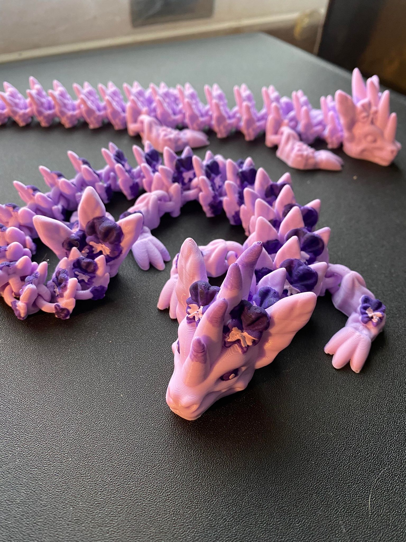flexible violet dragon articulating fidget articulated link flex pet toy animal mystical flexy support print place flexi 3D print model - Mito3D