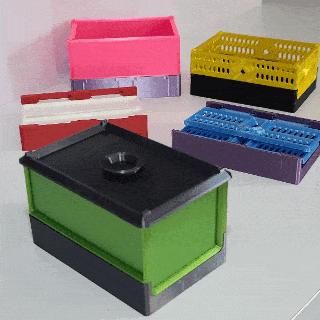 flipbox - foldable mini box container big large flip tool easy print short crate 3d print model - Mito3D