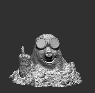 flipping mole middle finger flip bird ornament fun art gift nuisance underground molehill 3d print model - Mito3D