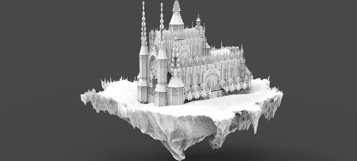 floating gothic cathedral island rocks fantasy kit mountain ground scifi dirt rock terrain soil architectural 3d print model - Mito3D