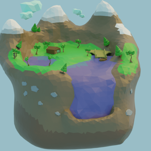 île flottante low poly jeu de l'île 3D print model - Mito3D