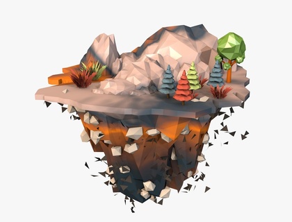 floating island low poly island floating tree cute nature low poly 3d green trees floating island fantasy sky clouds lowpoly mountain landscape geometric simple blue aesthetic  3d print model - Mito3D