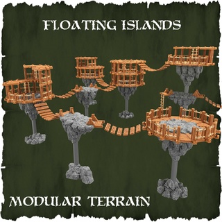 floating islands - tabletop terrain dnd rpg scatter Game hammer boardgame boardgames tiles war 30k miniatures 40 dungeons and dragons k 28mm wargaming 0k fantasy skull dragon 3d print model - Mito3D