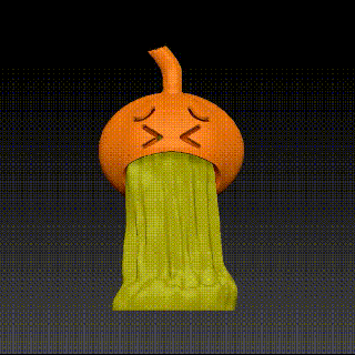 floating puke pumkin emoji lamp funny joke halloween office decor 2023 3d print model - Mito3D