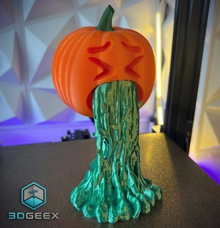 floating puking pumpkin halloween puke jackolantern scary funny spooky decor 3d print model - Mito3D