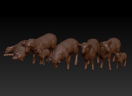 rebaño 7 imprimible alegre burpees barato oveja juego granja animales Cordero mesa paisaje mullido 3d print model - Mito3D