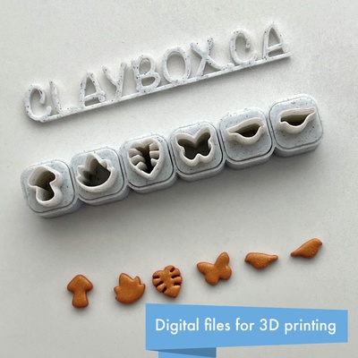 flora fauna micro cutter set - three sizes art polymer clay cutters small 3d print model - Mito3D
