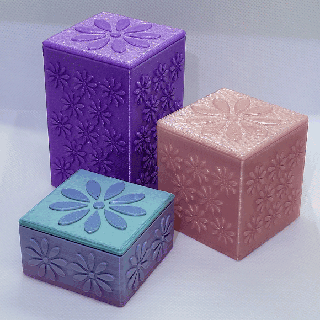 floral container set abbymath flower box storage makeup mother's day spring fuzzy skin jewelry 3d print model - Mito3D