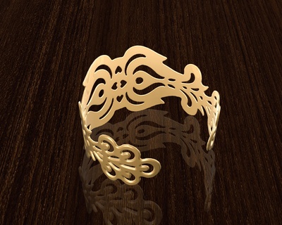 floral cuff bracelet jewelry gold printable silver design rings jewe l wedding engagement simple 3dsmax copper metal casting milling printing stl bracelets 3d print model - Mito3D