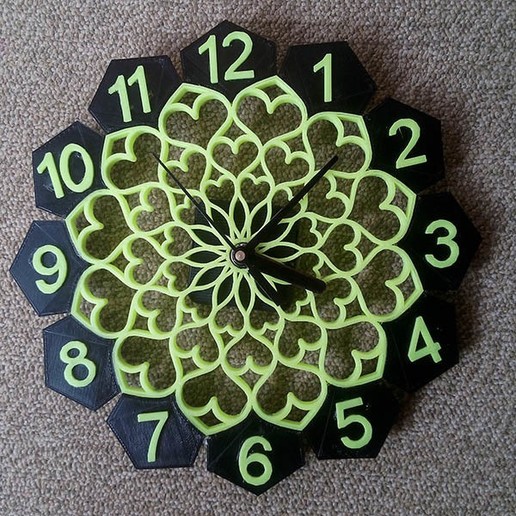 floral design orologio da parete art il dell'orologio tradizionale 3D print model - Mito3D