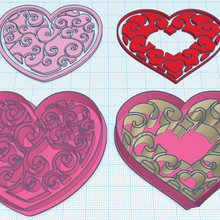 floral heart cutter printable stamp cookie polymer clay earrings set 2 pcs 3d print model - Mito3D