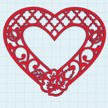 floral heart decoration stencil printable 3d print model - Mito3D