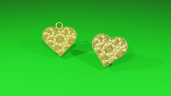 floral heart earring-keychain fashion earring bracelet deco suit jewelery gifts christmas anniversary jewelry decorative valentine's day love lover 3d print model - Mito3D