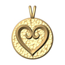 floral heart hammered texture coin pendant charm 3d print model jewelry faceted fashion printable gold silver jewellery sterling necklace vintag forged love pendants 3d print model - Mito3D