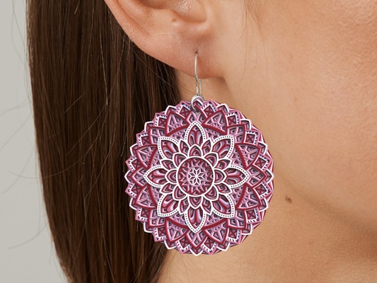 floral multi color mandala earing jewelry earrings earring multicolor gift mothers day 3d print model - Mito3D