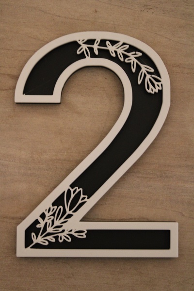 çiçek numara 2 sayılar tasarımlar duvar sanat kız çiçekler işaretler özel 3d print model - Mito3D