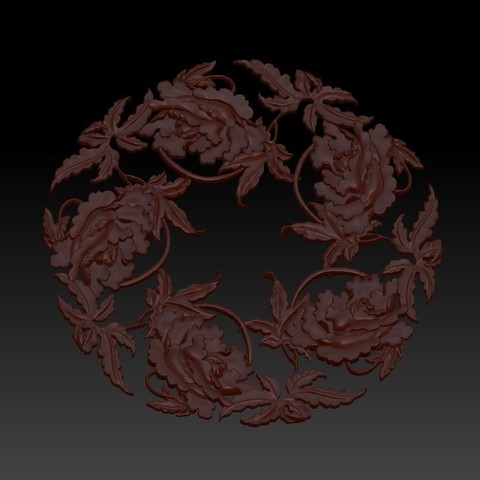 patrón floral modelo 3d bajorrelieve en el cnc art la naturaleza de planta flores grabado escultura textura 3D print model - Mito3D