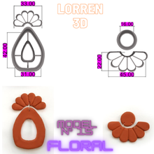 floral polímero arcilla cortador conjunto 4 trozo forma único bricolaje diy arte herramientas arete lorren3d pendientes 3d print model - Mito3D