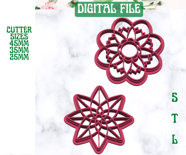 floral polímero argila cortadores brincos cortador brinco 3d print model - Mito3D