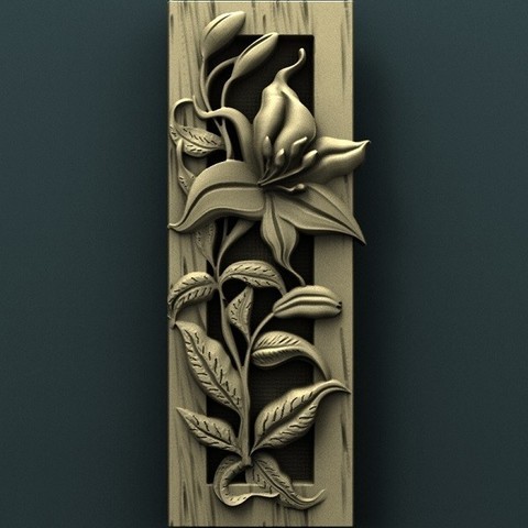 floral wall panel art cnc panno relief carved 3d stl model 3D print model - Mito3D