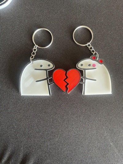 flork couple llavero keychain pareja heart corazon 3d print model - Mito3D