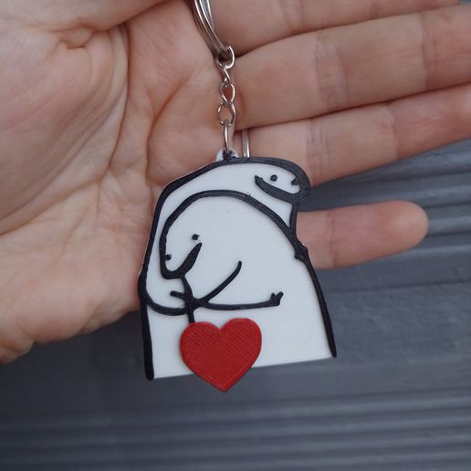 flork heart hug keychain key ring deformed people wsp memes stickers 3D print model - Mito3D