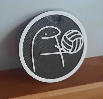 flork volley meme volleyball keychain 3d print model - Mito3D