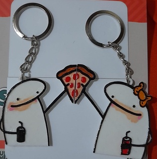 florks couple eating pizza Various eating flork flork eating pizza couple keyring key chain flork key rings pizza eating couple  3d print model - Mito3D