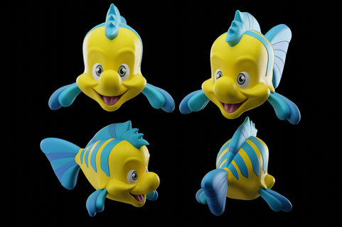 flounder - little mermaid v2 flounder fish little mermaid mermaid disney pez pescado sirenita  3d print model - Mito3D