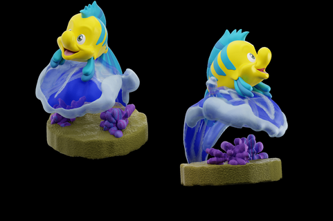 flounder w stand - little mermaid flounder fish little mermaid mermaid disney pez pescado sirenita  3d print model - Mito3D