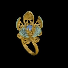 flor dor anel lindo joalheria capina ouro dimondring acionado 3d print model - Mito3D