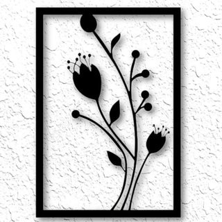 fiore germoglio incorniciato parete arte floreale arredamento 2d pianta giardino ramo impostato 2dart Basso poli casa minimalista moderno 3d print model - Mito3D