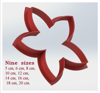 flower cookie cutter 9 sizes - bakery fondant mario 3d print model - Mito3D