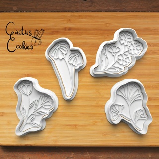 flower cookie cutter set 0338 Home present gift love christmas xmas baking fondant clay anniversary birthday with stamp polymer embosser commercial license patreon flowers plant floral bouquet 3d print model - Mito3D