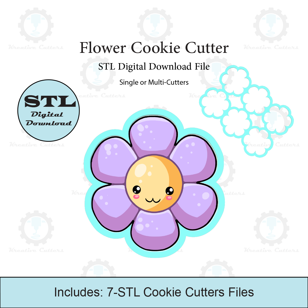 flower cookie cutter stl file cutters 3D print model - Mito3D