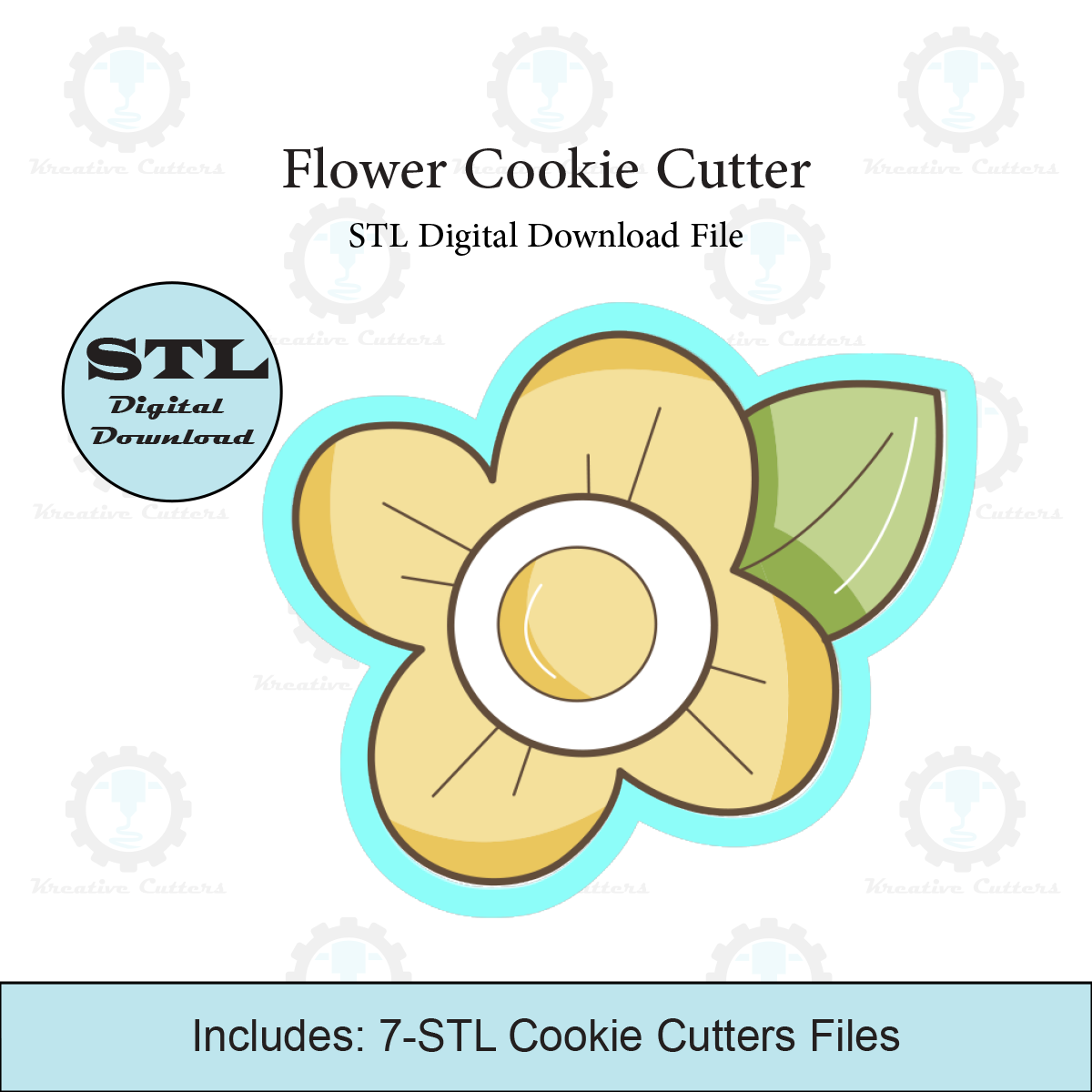 flower cookie cutter stl file cutters floral 3D print model - Mito3D