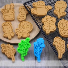 flower cookie cutters set 11 home leaves leaf pot rose lily star sun chamomile watering can cactus garden plants flowers stamp cookies cook cutter cithen 3d print model - Mito3D