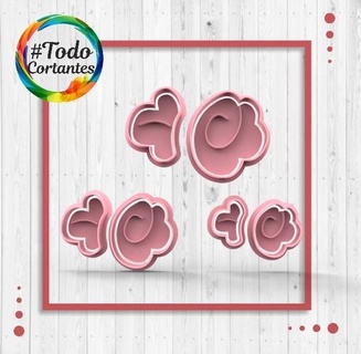 flower cutter set flowers nature floral relief framework cutting cookie mass cutters seal 3d print model - Mito3D