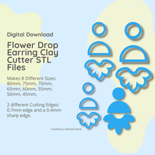 flower drop cutter - embossed stl digital file download- 8 sizes 2 versions 3d print model - Mito3D