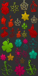 flower earrings pack fashion beautiful 3d print model - Mito3D