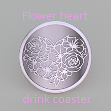 fiore cuore bevanda sottobicchiere San Valentino per bevande sottobicchieri sottobicchieribere caffè drinkcoaster 3d print model - Mito3D