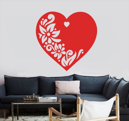 flower heart wall art decor logo art decoration design 3d print model - Mito3D