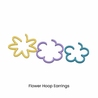 flower hoop earrings jewellery 80s inspired line art jewelry lightweight daisy 5 petal 7 3d print model - Mito3D